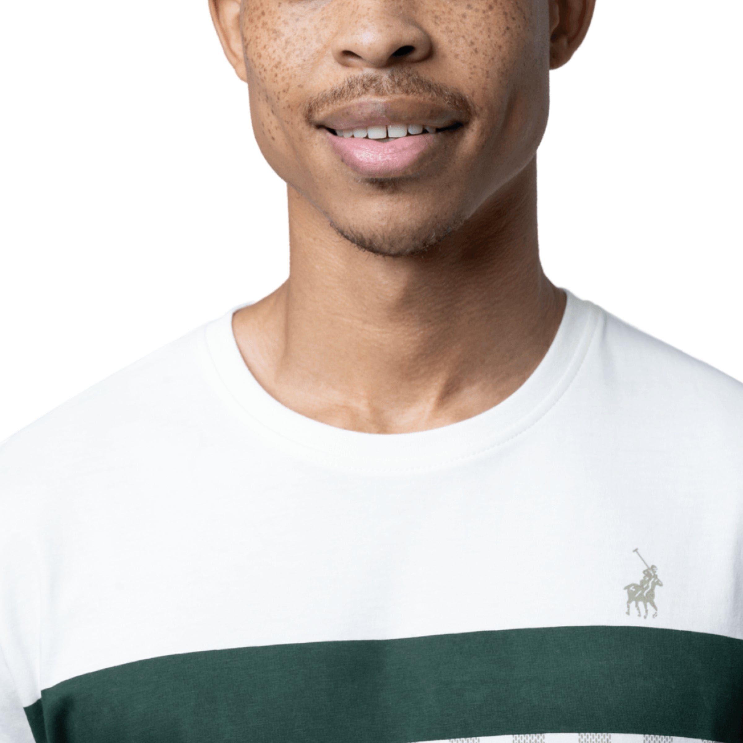 Polo T-Shirt Stripe Green-White